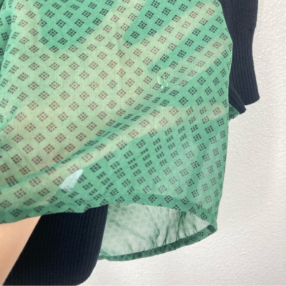 Cabi Get Together Sweater Small Chiffon Back Black and Green 100% Cotton - Picture 13 of 16